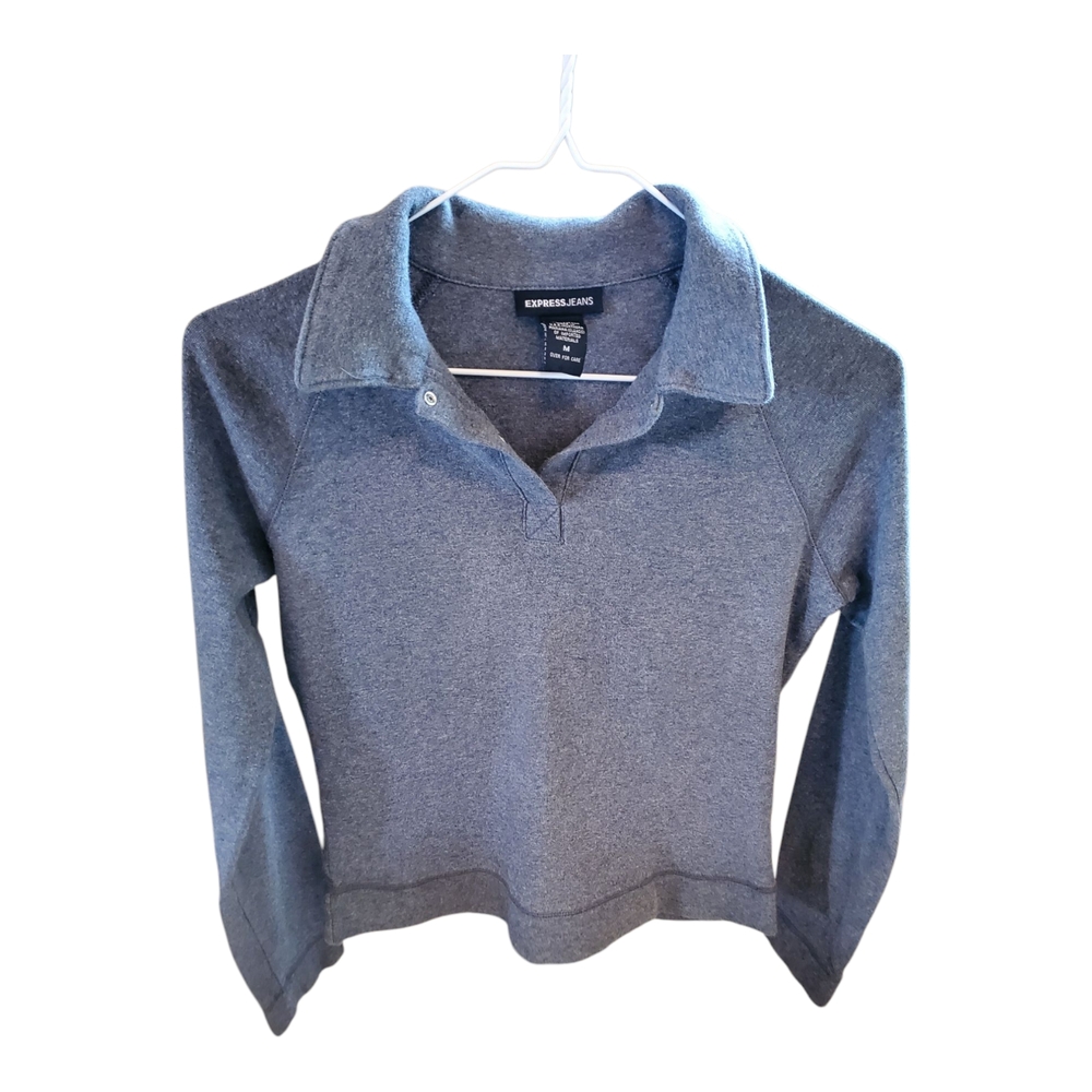 Gray Women's Blouse Vintage Y2K